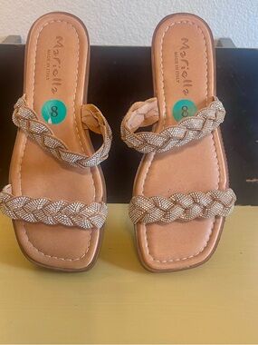 Mariella Metallic Gold Braided Slide Sandals - Women's